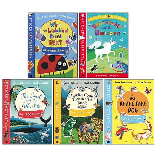 Julia Donaldson Sticker Activity 5 Books Collection Set(Sugarlump, What the Ladybird Heard Next, The Detective Dog, Charlie Cook's Favourite, The Snail and the Whale (Over 400 Stickers!))