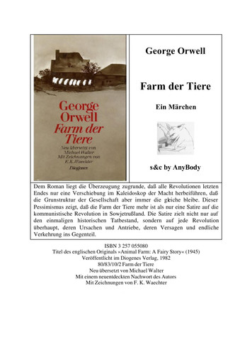 Farm der Tiere. Ein Märchen neu übersetzt von Michael Walter. Mit neuentdeckten Nachwort des Autors. Mit Zeichnungen von F.K. Waechter.