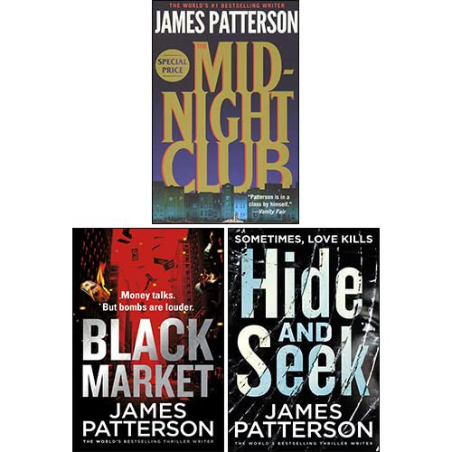 James Patterson Collection 3 Books Set(Black Market, The Midnight Club, Hide & Seek)