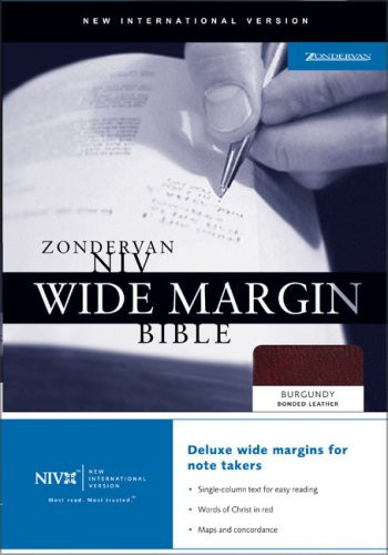 Zondervan Niv Wide Margin Bible Burgundy Bonded Leather