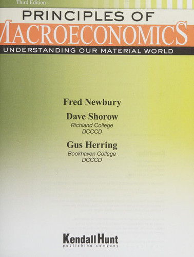 Principles of Macroeconomics Understanding Our Material World
