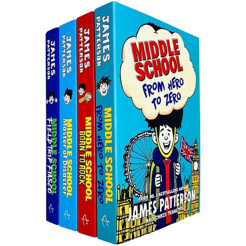 Middle School Series 4 Books Collection Set By James Patterson (Field Trip Fiasco, Master of Disaster, From Hero to Zero & Born to Rock)