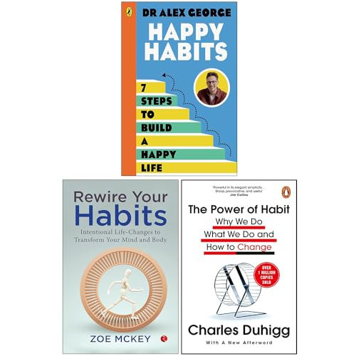Happy Habits, Rewire Your Habits & The Power of Habit 3 Books Collection Set