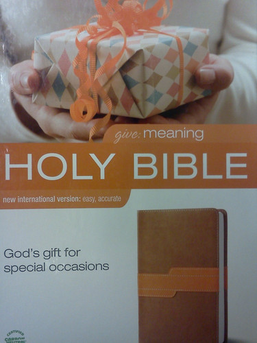 New International Version Give: Meaning Italian Duo-tone, Caramel/ Orange Bible