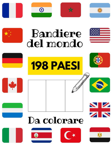 Le bandiere del mondo da colorare: Impara tutti i Paesi del mondo - Colora le bandiere di tutti i Paesi con le guide a colori che ti aiutano - Esempio a colori