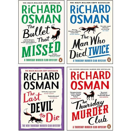 Richard Osman 4 Books Collection Set (The Thursday Murder Club, The Man Who Died Twice, The Bullet That Missed, The Last Devil To Die)