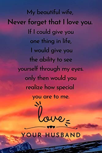 My beautiful wife, Never forget that I love you. If I could give you one thing in life, I would give you the ability to see: ... for your wife to show ... you love her. | Lined Blank 6"x9"| 12O pages