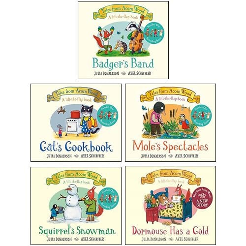 Julia Donaldson Tales From Acorn Wood Series 5 Books Collection Set (Cat's Cookbook, Squirrel's Snowman, Mole's Spectacles, Badger's Band & Dormouse Has a Cold)