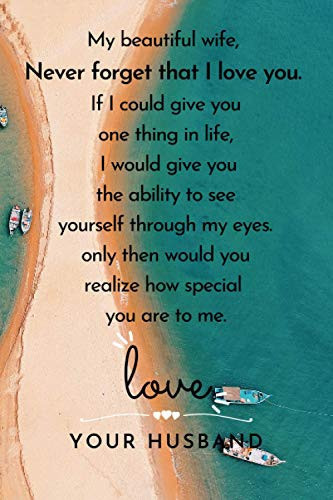My beautiful wife, Never forget that I love you. If I could give you one thing in life, I would give you the ability to see: ... for your wife to show ... you love her. | Lined Blank 6"x9"| 12O pages