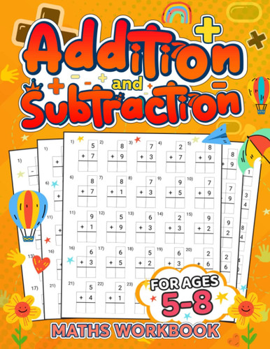 Addition and Subtraction math Workbook | kids ages 5-8 | 100+ timed worksheets, large print | Perfect Math Practice for Kids 3rd to 5th Grade