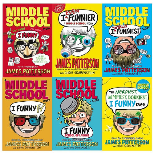 James Patterson 6 Books Collection Set(I Funny, Even Funnier, Totally Funniest, Tv, School Of Laughs,The Nerdiest Wimpiest Dorkiest Ever [Hardcover])