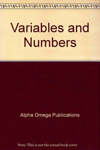 Cover of Variables and Numbers (Lifepac Math Grade 9-Algebra 1)