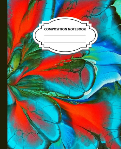 Composition Notebook: Blank lined wide ruled Abstract Workbook for Girls, Kids, Teens, Students, Home, School, and College Writing Notes (7.5"x9.25") (P-35)