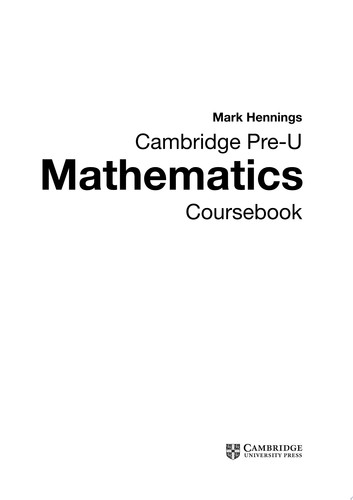 Cambridge Pre-U Mathematics Coursebook