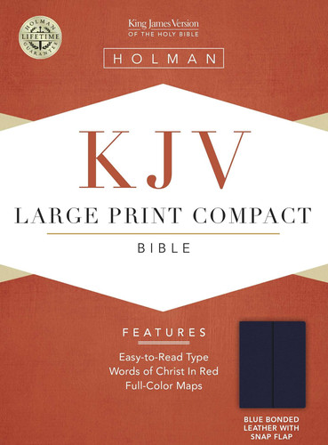 KJV Large Print Compact Bible, Blue Bonded Leather with Magnetic Flap