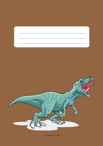 Schulheft DIN A4 Lineatur 28 Tyrannosaurus Rex / T-Rex Dinosaurier braun: Rechenheft kariert 5mmx5mm mit Doppelrand, Schreibbreite 155mm (Dino Schulhefte) (German Edition)