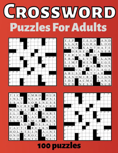 Crossword Puzzles For Adults 100 Puzzles: 100 -Large Print Medium Difficulty Crossword Puzzles For Puzzle Lovers Adults and Seniors with Solutions