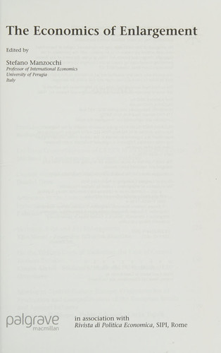 The Economics of Enlargement