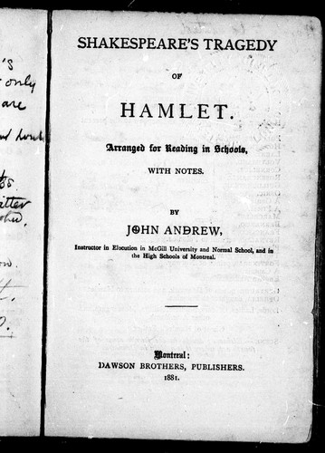 Shakespeare's Tragedy of Hamlet