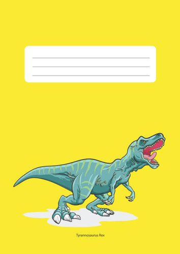 Schulheft DIN A4 Lineatur 29 Tyrannosaurus Rex / T-Rex Dinosaurier gelb: Rechenheft rautiert 5mmx9mm mit Doppelrand, Schreibbreite 155mm (Dino Schulhefte) (German Edition)