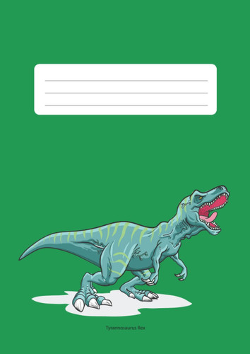 Schulheft DIN A4 Lineatur 7 Tyrannosaurus Rex / T-Rex Dinosaurier grün: Rechenheft kariert 7mmx7mm (Dino Schulhefte) (German Edition)