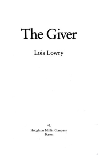 The Giver A Newbery Award Winner