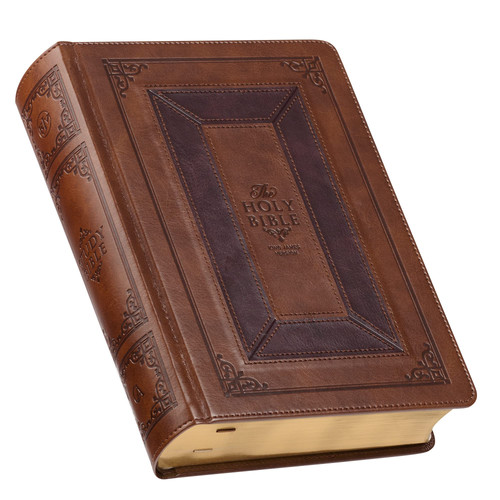 KJV Study Bible, Standard Print Faux Leather Hardcover - Thumb Index, King James Version Holy Bible, Toffee/Burgundy