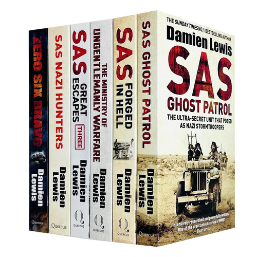 Damien Lewis 6 Books Collection Set (SAS Ghost Patrol, SAS Forged in Hell, The The Ministry of Ungentlemanly Warfare, SAS Great Escapes Three, SAS Nazi Hunters & Zero Six Bravo)