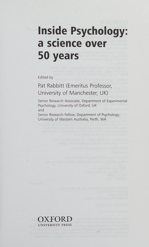 Inside Psychology A Science Over 50 Years