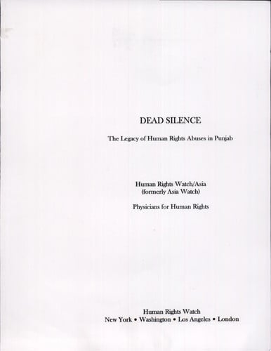 Dead Silence The Legacy of Human Rights Abuses in Punjab