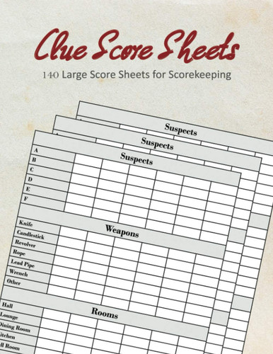 Clue Score Sheets: Clue Replacement Pads | 140 Large Score Sheets for Scorekeeping | Clue Notepad | Detective Notebook