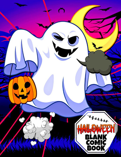 Halloween Blank Comic Book: Create and Draw Your Own Halloween Ghosts Story - Blank Spooky Comic Book with Variety of Templates for Kids, Teenage Boys ... Flying Ghost in Purple Cover - Large Size