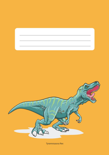 Schulheft DIN A4 Lineatur 28 Tyrannosaurus Rex / T-Rex Dinosaurier orange: Rechenheft kariert 5mmx5mm mit Doppelrand, Schreibbreite 155mm (Dino Schulhefte) (German Edition)