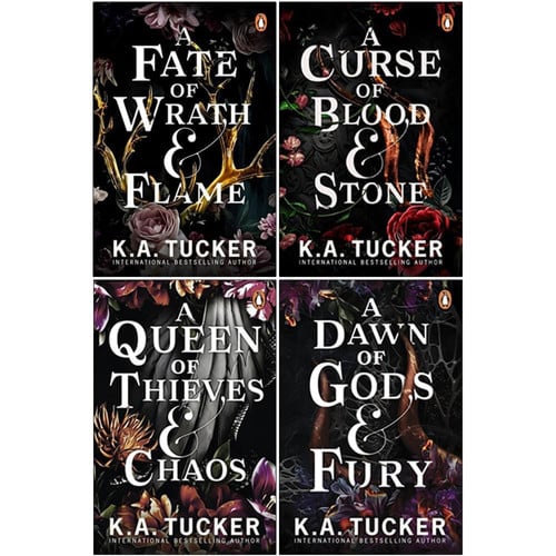 Fate & Flame Series 4 Books Collection Set By K.A. Tucker (A Fate of Wrath and Flame, A Curse of Blood and Stone, A Queen of Thieves and Chaos & A Dawn of Gods and Fury)