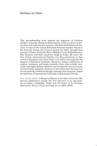 Brethren in Christ A Calvinist Network in Reformation Europe