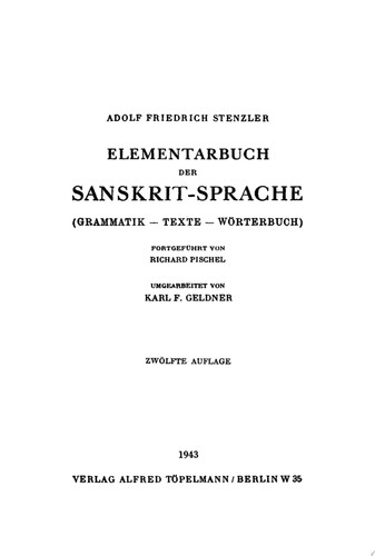 Elementarbuch der Sanskrit-Sprache