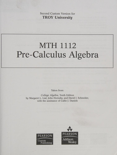 MTH 112 Pre-Calculus Algebra