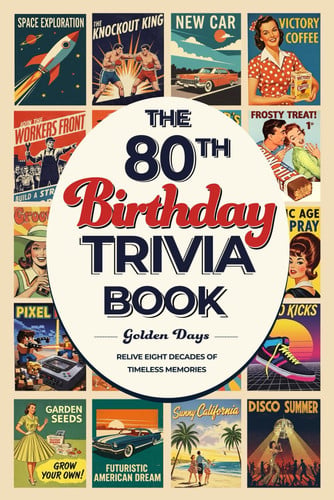 The 80th Birthday Trivia Book 300 Fun Large-Print Trivia Questions: a Perfect Gift for Seniors to Spark Laughter and Keep Minds Sharp