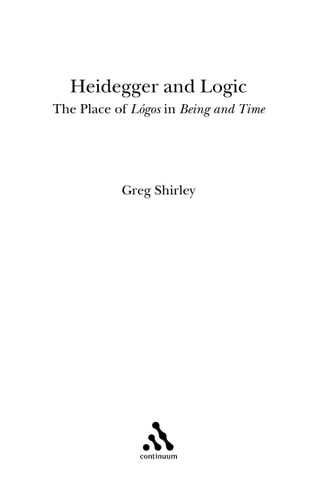 Heidegger and logic : the place of lógos in Being and time