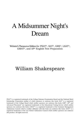 A Midsummer Night's Dream (Webster's Thesaurus Edition)
