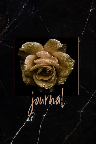 Journal Beautiful Black and White Marble with Gold Dew Pink Rose , Trendy Marble and Rose Gold Softcover , 110 Blank Lined Journal for Women, Girls, Teachers, College Student , 6x9 Inches