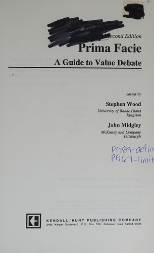 Prima Facie A Guide to Value Debate