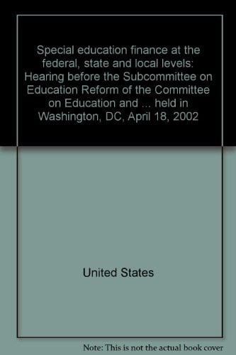 Cover of Special education finance at the federal, state and local levels