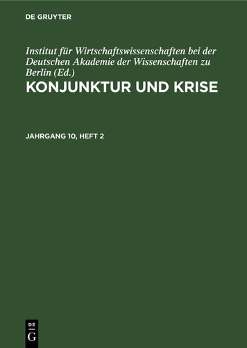 Konjunktur und Krise: Jahrgang 10, Heft 2
