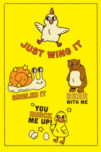 Just Wing It (and other puns): 120 Page Line Notebook, Yellow