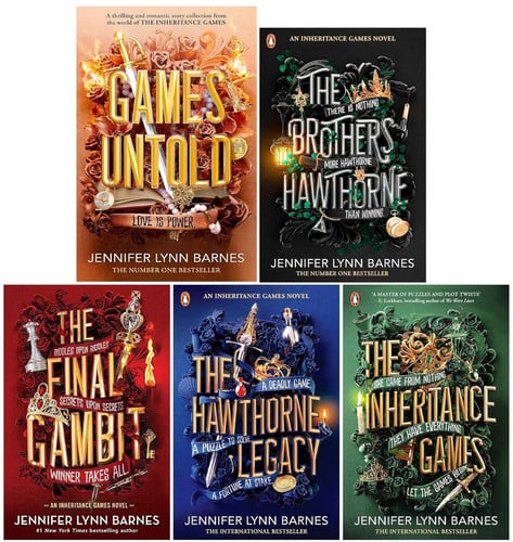 The Inheritance Games Series Barnes 5 Books Collection Set By Jennifer Lynn (Games Untold [Hardback], The Brothers Hawthorne, The Final Gambit, The Hawthorne Legacy & The Inheritance Games)