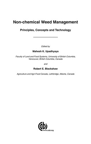 Non-chemical Weed Management Principles, Concepts and Technology