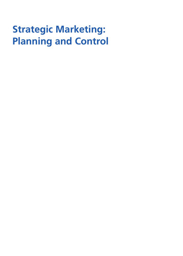 Strategic Marketing Planning and Control