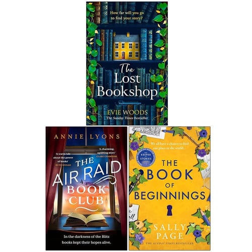The Lost Bookshop By Evie Woods, The Air Raid Book Club By Annie Lyons & The Book of Beginnings By Sally Page 3 Books Collection Set