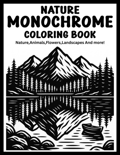 Monochrome Nature Coloring Book for Adults and Seniors: Escape Stress and Discover Mindful Relaxation with Easy Black & White Patterns Using Just One Color!